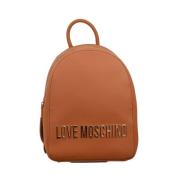 Love Moschino Brun Bokstavstyp Ryggsäck med Dragkedja Brown, Dam