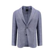 Ermenegildo Zegna Linne Bomull Blazer Klassisk Revers Blue, Herr