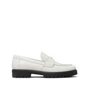 Tory Burch Läder Slip-On Flats med Double T White, Dam