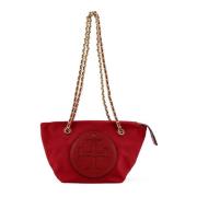 Tory Burch Nylon Axelväska med Läderlogotyp Red, Dam