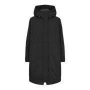 MOS Mosh Svart Parka Jacka med Justerbar Huva Black, Dam