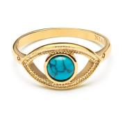 Nialaya Skyfall Turquoise Evil Eye Ring Yellow, Dam