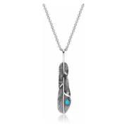 Nialaya Mens Necklace with Silver Feather Gray, Herr