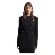 Kocca Stickad Krageknapp Jumper Black, Dam