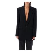 Saint Laurent Svart Ulljacka Grain de Poudre Black, Dam