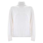 Kocca Ull Silk Polo Hals Jumper White, Dam