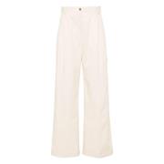 Maison Kitsuné Stiliga Double Pleats Byxor Beige, Dam