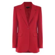 Kocca Elegant Single-Breasted Jacket, Viscose Blend Red, Dam