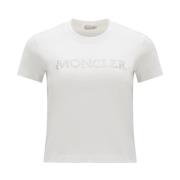 Moncler Bomullstopp med Kristalllogotyp White, Dam