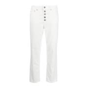 Dondup Cropped Jeans med `Koons Bot Gioie` Design White, Dam