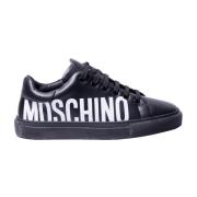 Moschino Svarta Logo Print Läder Sneakers Black, Dam