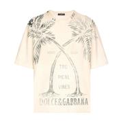 Dolce & Gabbana Stilren T-shirt med Unik Design Beige, Herr