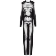 Jean Paul Gaultier Mesh Design Semitransparent Klänning Black, Dam