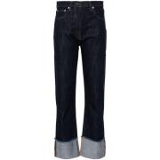 Semicouture Blå Denim Tapered Leg Jeans Blue, Dam