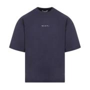 Marni Blå Bomull Logo T-Shirt Blue, Herr