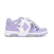 Off White Vita Lädersneakers Chic Stil Purple, Dam