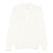 Lardini Ull Polo Skjorta, Stickad, Regular Fit White, Herr