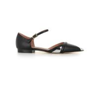 Malone Souliers Svarta spetsiga platta skor Black, Dam