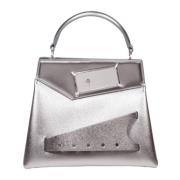 Maison Margiela Silver Metallic Läder Handväska Gray, Dam