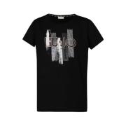 Liu Jo Stilig Appliqué T-shirt Black, Dam