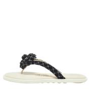 Chanel Vintage Pre-owned Tyg sandaler Black, Dam