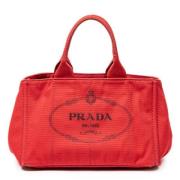 Prada Vintage Pre-owned Canvas handvskor Red, Dam