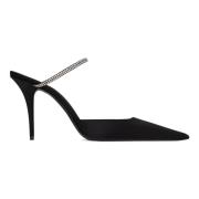 Saint Laurent Svarta Rhinestone Sandaler med 9cm Klack Black, Dam