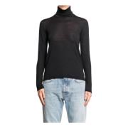 Max Mara Svart Ull Turtleneck Slim Fit Tröja Black, Dam