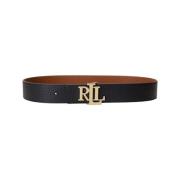 Ralph Lauren Reversibelt Läderbälte Svart/Cognac Black, Dam