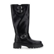 Stuart Weitzman Svarta Moto Boots Emerson Stil Black, Dam