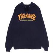 Thrasher Navy Sweatshirt med Fire Logo Hood Blue, Herr