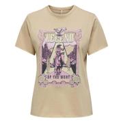 Only Lycklig T-shirt Beige, Dam