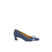 Fabienne Chapot Hjärtspänne Denim Pumps Blue, Dam