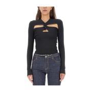 Philosophy di Lorenzo Serafini Mesh Cut-Out Front Top Black, Dam