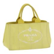 Prada Vintage Pre-owned Canvas handvskor Yellow, Dam