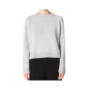 Sminfinity Räfflad Crew Neck Stickad Tröja Gray, Dam