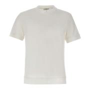 Paolo Pecora Vit Bomull T-shirt med Crew Neck White, Herr