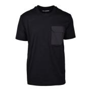 Les Hommes Svart Rund Hals T-Shirt Män Black, Herr