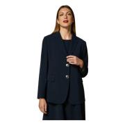 Marina Rinaldi Komfort-Triacetat Blazer med Modern Stil Blue, Dam