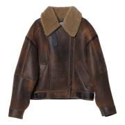 Acne Studios Läder Bikerjacka Brown, Dam