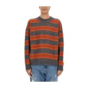 Amish Randig Oversize Mohair Blandning Ull Skjorta Multicolor, Herr