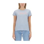 A.p.c. Logo T-shirt, Regular Fit, 100% Bomull Blue, Dam