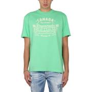 Dsquared2 Logo Print T-shirt med Halsband Green, Herr