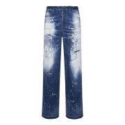 Dsquared2 Blå Loose-Fit Straight-Leg Jeans Blue, Dam