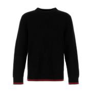 Gucci Svart Stickad Crew Neck Tröja Black, Herr