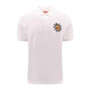 Kenzo Broderad Polotröja Slim Fit Multifärgad White, Herr