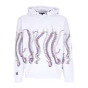 Octopus Vit Fuzzy Hoodie Långärmad Sweatshirt White, Herr