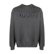 Versace Vintage Branding Sweatshirt i Grått med Coccodrillo Print Blac...