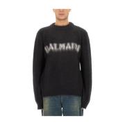 Balmain Retro Logo Mohair Pullover Black, Herr