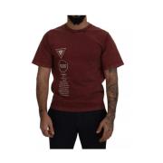 Dolce & Gabbana Maroon Logo Print Cotton T-shirt Brown, Herr